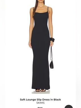 SKIMS Black Soft Lounge Maxi Slip Dress
